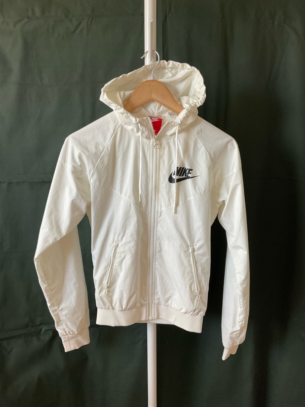 Nike White Hooded Jacket with Black Logo